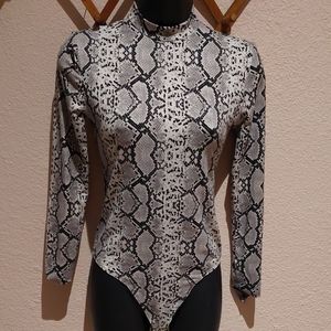 Long sleeve snake print bodysuit